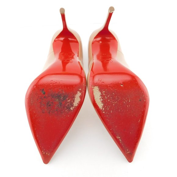 CHRISTIAN LOUBOUTIN Blush Nude Beige Patent Leather Heel Pump 40 - Picture 7 of 8